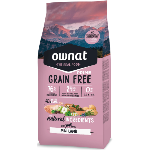 OWNAT Prime 小型全犬糧 1KG Grain Free Mini Lamb 低敏配方 無穀物 放牧小羔羊 (31438)(訂貨需時2-4天)